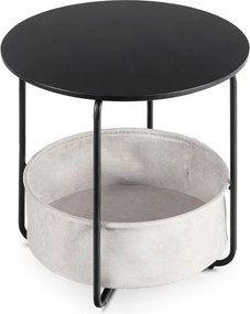 Stolik Kawowy z Koszem VARANO 55 cm Czarny/Beżowy Skandynawski