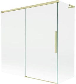 Mexen Rox L parawan nawannowy 2-skrzydłowy rozsuwany 160 + 70 x 150 cm, transparent, złoty szczotkowany - 8C9L-160-070-55-00