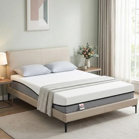 HOMCOM Materac 140x200cm H3 średnio-twardy, wys. 20 cm, ergonomiczny, oddychający z pianki memory z żelem, OEKO-TEX &amp; CertiPUR-US | Aosom PL