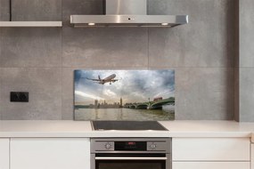 Szklany Panel Samolot w Białych Chmurach