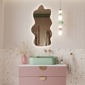 Lustro dekoracyjne w kształcie chmurki oszlifowane podświetlane CLOUD LED | Różne rozmiary : Kolor tafli szkła - Brąz, Rozmiar - 200 x 100 cm