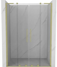 Mexen Velar L Duo drzwi prysznicowe rozsuwane 140 cm, transparent, złote szczotkowane - 871-140-003-02-55