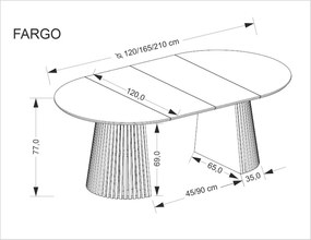 Stół rozkładany FARGO 120(210)x120 dąb naturalny HALMAR