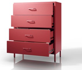 Komoda szafka metalowa czerwona Modern CARLA, 800 x 1015 x 400 mm
