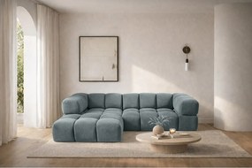 Narożnik w kształcie L Averro, tkanina Bluvel, Niebieskoszary, Lewy