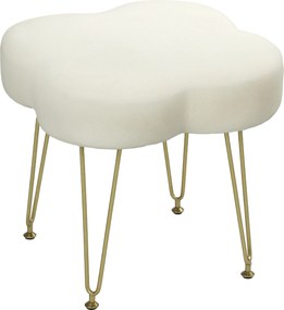 HOMCOM Hoker, Aksamitny hoker w kształcie koniczyny, Stalowe nogi, Kremowy