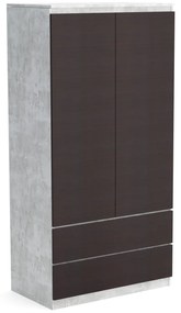 Szafa 90cm Garderoba z 2 szufladami i wieszakiem LUNA Beton/Wenge