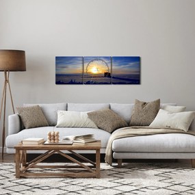 Obraz - krajobraz polarny (z zegarem) (90x30 cm)
