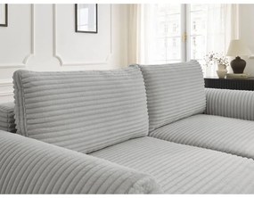 Jasnoszara sztruksowa rozkładana sofa 257 cm Lucien – Bobochic Paris