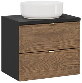 Szafka pod umywalkę nablatową TALIA CASELLA 2S 60cm dąb casella/czarny mat z blatem COMAD