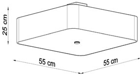 Czarna lampa sufitowa z tekstylno-szklanym kloszem 55x55 cm Kortez – Nice Lamps