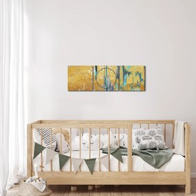 Obraz - Złoty wzór (z zegarem) (90x30 cm)