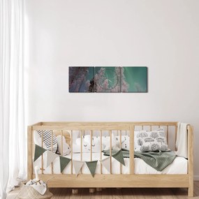 Obraz zorzy polarnej nad zamarzniętymi drzewami (z zegarem) (90x30 cm)