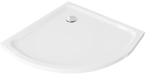 Mexen Flat brodzik półokrągły slim 80 x 80 cm, biały, syfon chrom - 41108080