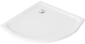 Mexen Flat brodzik półokrągły slim 80 x 80 cm, biały, syfon chrom - 41108080