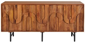 Komoda 3-drzwiowa z drewna mangowca i czarnego metalu - Naturalny - MIZORAM