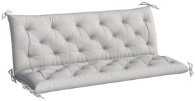 Outsunny Poduszka na Ławkę 3-Osobową 150x98x8 cm z Taśmami, Poduszka na Meble Ogrodowe i Huśtawkę Hollywoodzką, Jasnoszary