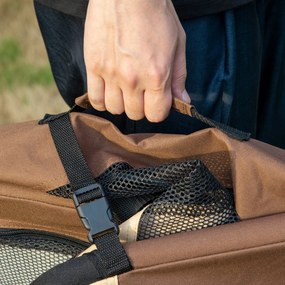 PawHut Torbik transportujący Torba transportowa, 3 wejścia, składana, 70 x 51 x 50 cm, Brązowy + Beżowy