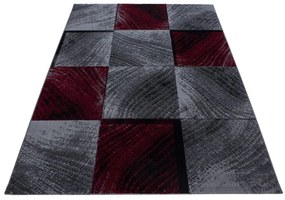 Dywan nowoczesny Plus Kwadraty szaro-czerwony 80 cm x 150 cm