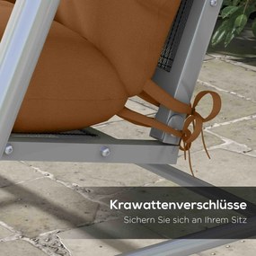 Outsunny 4-częściowy zestaw poduszek siedziskowych, 150x50 cm wodoodporne poduszki na krzesło z trokami, 10cm grubości Brązowy | Aosom PL