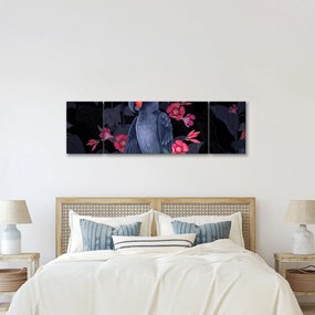 Obraz - Papuga wśród kwiatów (170x50 cm)
