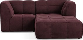 Bordowy aksamitny narożnik (prawostronny/z szezlongiem) Aloha – Makamii