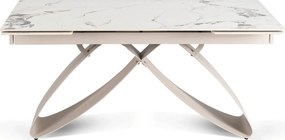 Zestaw Stół Rozkładany LUIGI 160-240 cm Biały Marmur/Kaszmir i 4 Krzesła TORINO Kremowe Nowoczesne