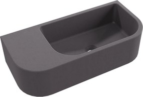 Massi Umywalka betonowa wisząca / nablatowa półokrągła z półką bez otworu na baterię 65 x 30 cm LARMO | różne kolory : Kolor - Brązowy, Typ montażu - podwieszana