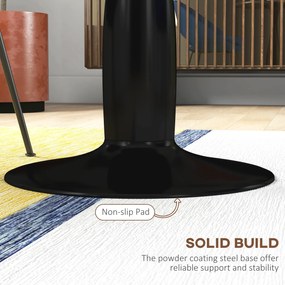 HOMCOM Okrągły Stół Jadalniany, Stal Malowana Proszkowo, MDF z Powłoką Melaminową, Antypoślizgowe Stopy, 70 x 74 cm, Czarny