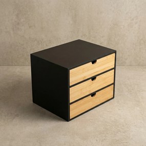 Organizer biurowy HEGO z 3 szufladkami, bambusowy, 25 x 31 x 25 cm