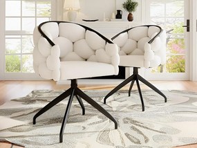 Zestaw 2 aksamitnych krzeseł obrotowych - nowoczesny styl - beżowy