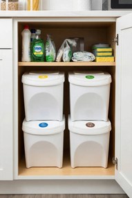 4 białe sztaplowane kosze na śmieci K6-N51