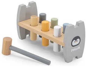 Viga polarb drewniana przebijanka wbijanka z młoteczkiem pingwinek montessori