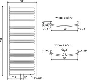 Mexen Ares grzejnik łazienkowy 1200 x 500 mm, 420 W, złoty - W102-1200-500-00-50