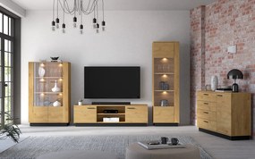 Witryna BRONX 1D 60cm dąb/czarna ML MEBLE