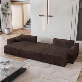 Masseno Narożnik FENTO z funkcją spania i pojemnikiem na pościel Narozniki U, Rozkładana sofa - Brązowy, POSO 06