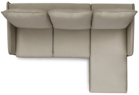 Narożnik z funkcją spania Taila Mini prawostronny - beżowy welur Velluto 3 / czarne nogi