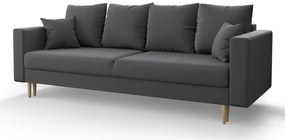 Popielata sofa welurowa z funkcją spania - Adante