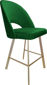Hoker POLO krzesło barowe tkanina Welur podstawa metalowa hoker do kuchni : Kolor nogi - Złota profil, Kolor tkaniny - VELVET - MG25, Typ siedziska - Siedzisko stałe