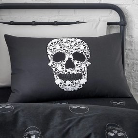 Ciemnoszara pościel dziecięca dwuosobowa 200x200 cm Skulls – Catherine Lansfield