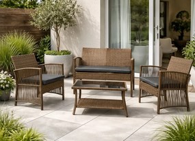 Zestaw mebli ogrodowych Solina NM-02, kolor jasny brąz, poduszki szare