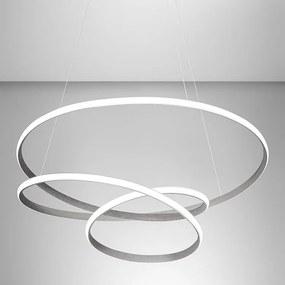 Diva lampa wisząca LED 80 W, ściemnialna, tytan i aluminium, ciepłe światło 3000 K, splecione pierścienie Ø85 cm