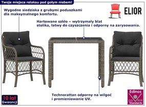 Szary zestaw ogrodowy ze stolikiem - Talles