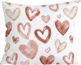 Flanelowa poszewka na poduszkę AMORIA HEARTS 45x45 cm, wzorzysta