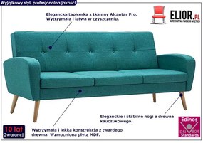 Trzyosobowa sofa pikowana zielona - Anita 3Q