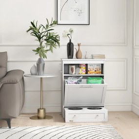 PawHut Stacja żywieniowa dla zwierząt domowych, szafka na akcesoria z miskami, haki na smycze, MDF, kolor biały