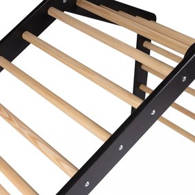Duży domek z drabinką dla dzieci 112x61x94 cm składaną do pokoju. drewno, len, wiskoza, różowy domek, czarna drabinka. - meowbaby®