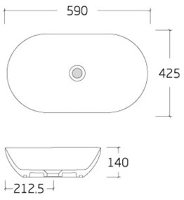 Umywalka  ceramiczna nablatowa owalna marmurowa biała bez otworu na baterię 60 x 42 cm MARMO White