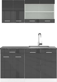 Pojedyncza kuchnia antracytowy wysoki połysk/biały 140x60x81.6 r-line