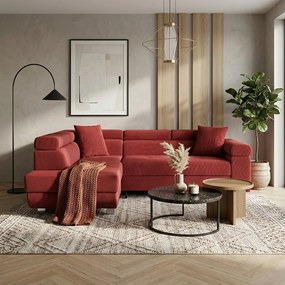 Narożnik z funkcją spania sprężyny faliste TORRE lewy Czerwony